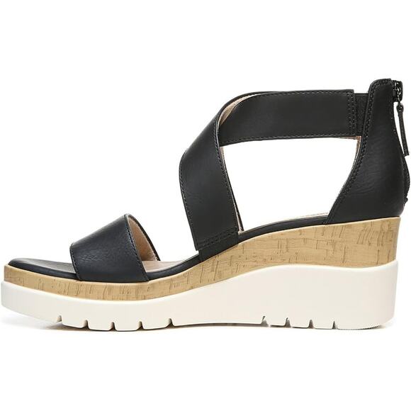 Soul Naturalizer Women's Goodtimes Ankle Strap Wedge Sandals, Black Size 8W - Picture 3 of 7